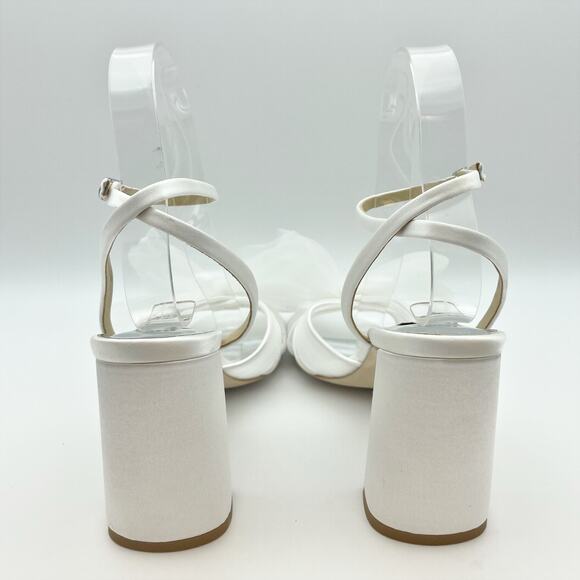 Badgley Mischka Tess Heeded Sandals US 8.5M EU 39 White Tulle Bow Bride NIB - Picture 9 of 12